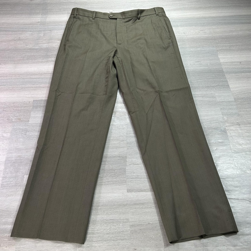 Zanella Pants Mens 38x31 Brown Wool Flat Front Lined Classic Fit Dress Italy